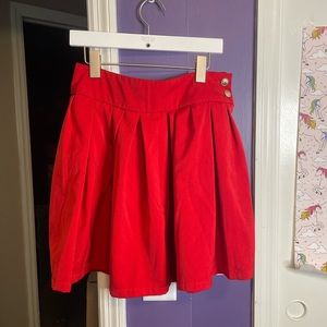 Red Pleated Skirt